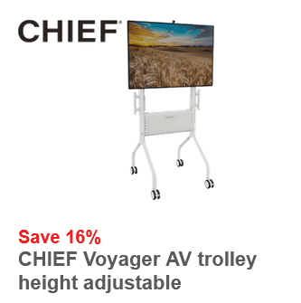 Chief LSCUW Voyager manuāli regulējama augstuma displeja ratiņi, balti vai melni