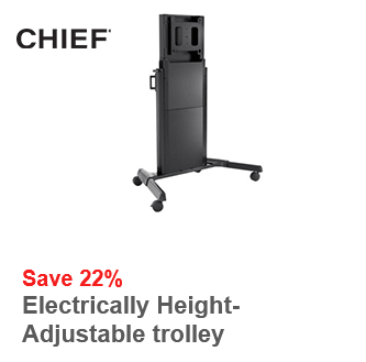 Chief XPD1U-EU XL elektrisks displeja statīvs uz riteņiem ar augstuma regulēšanu, EU