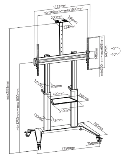 Dacomex S120-1000W – mobilais TV statīvs lieliem displejiem - Image 2