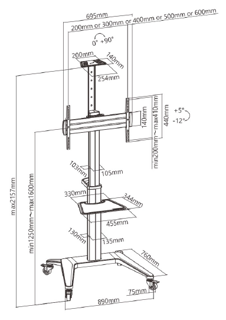 Dacomex S70-600W-LP – mobilais TV statīvs ekrāniem - Image 2